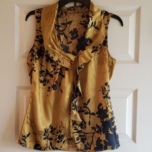 Tahari gold and navy satin tank sz S